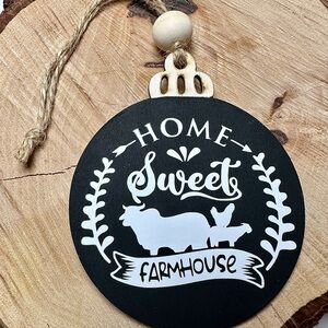 Hand Crafted Black and White Farmhouse Ornament